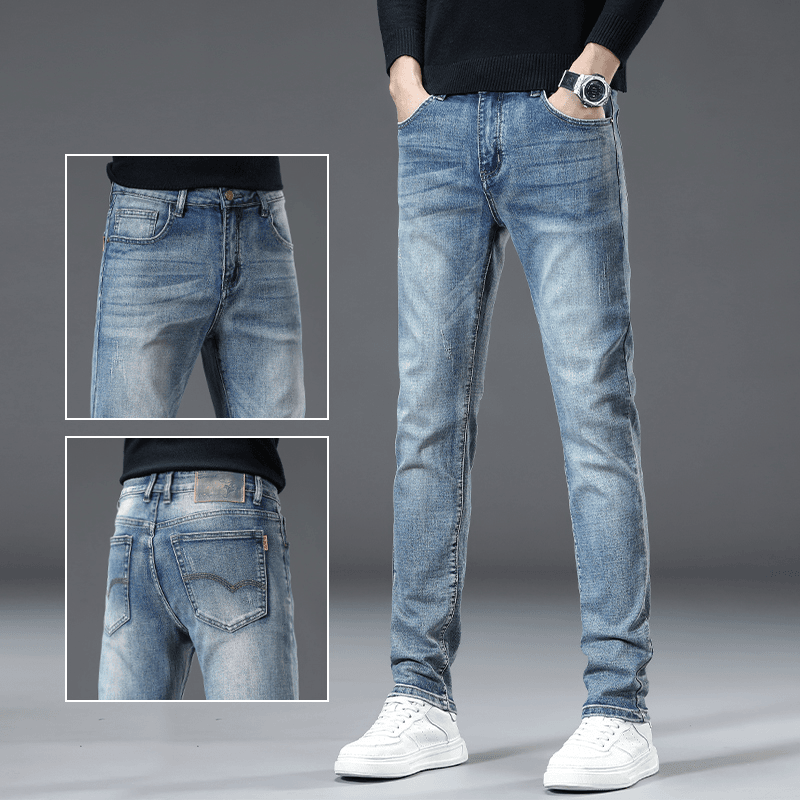 爆款牛仔裤男冬季潮牌轻奢修身直筒裤男2023新款休闲百搭弹力男装