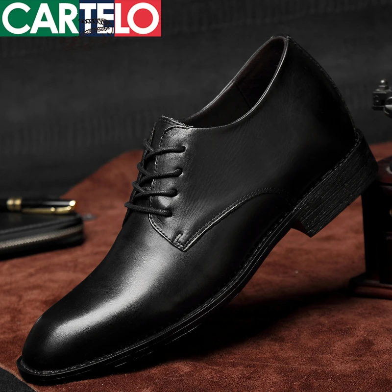 CARTELO/卡帝乐鳄鱼男士男款时尚百搭透气真皮商务皮鞋英伦系带