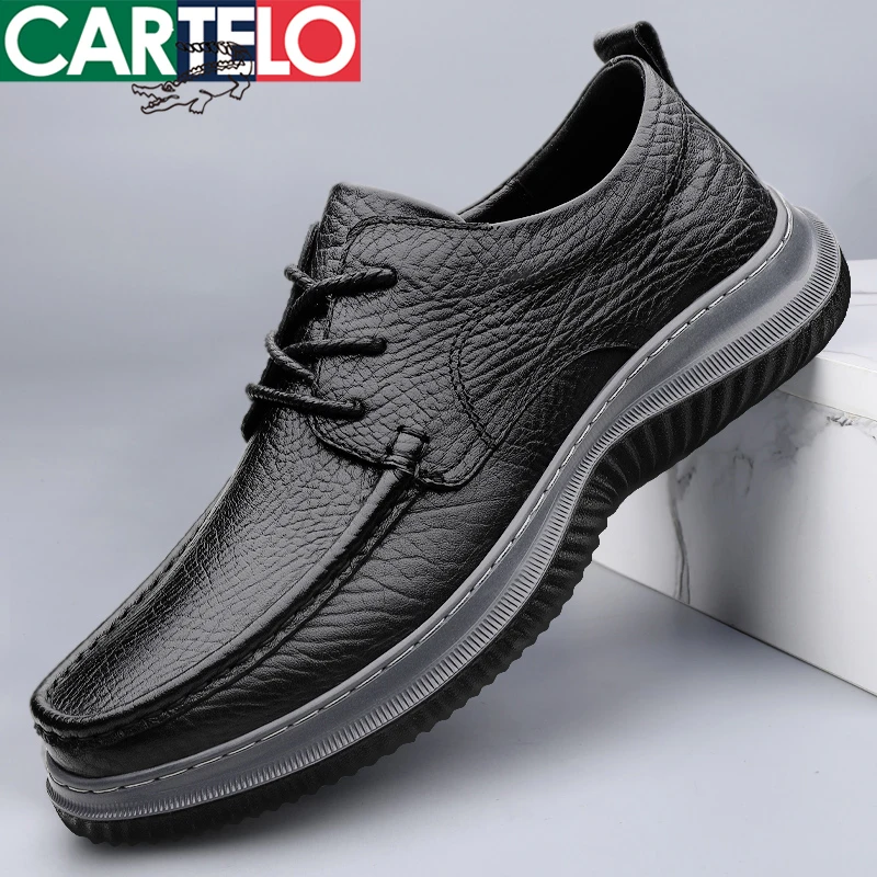 CARTELO/卡帝乐鳄鱼休闲皮鞋男士中老年百搭透气真皮软底商务