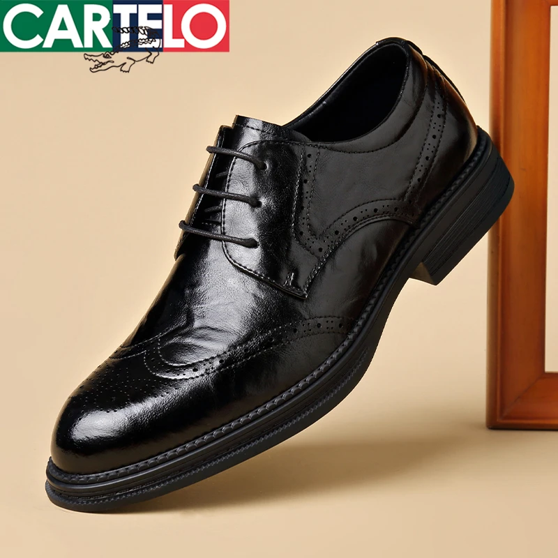 CARTELO/卡帝乐鳄鱼男士百搭透气软底潮流商务韩版英伦休闲男皮鞋