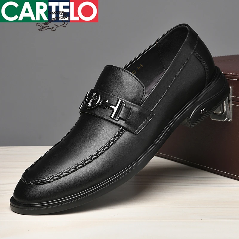 CARTELO/卡帝乐鳄鱼休闲皮鞋男士时尚百搭夏季透气真皮软底