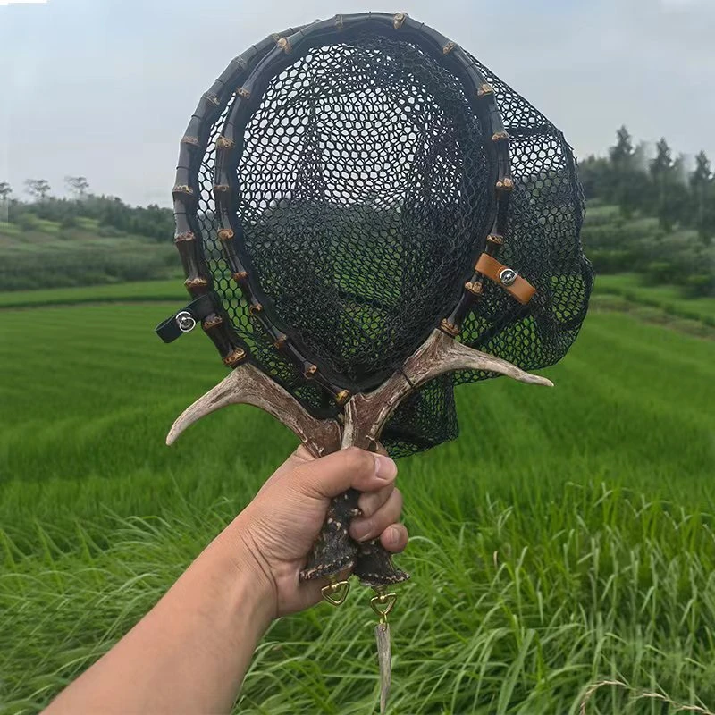 精品鹿角纯手工抄网溪流钓抄网马口便携紫竹根抄网抄网橡木抄网