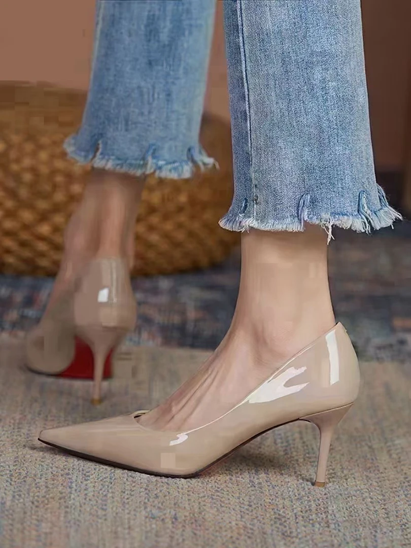 709-12漆皮【6cm】细高跟通勤好穿百搭