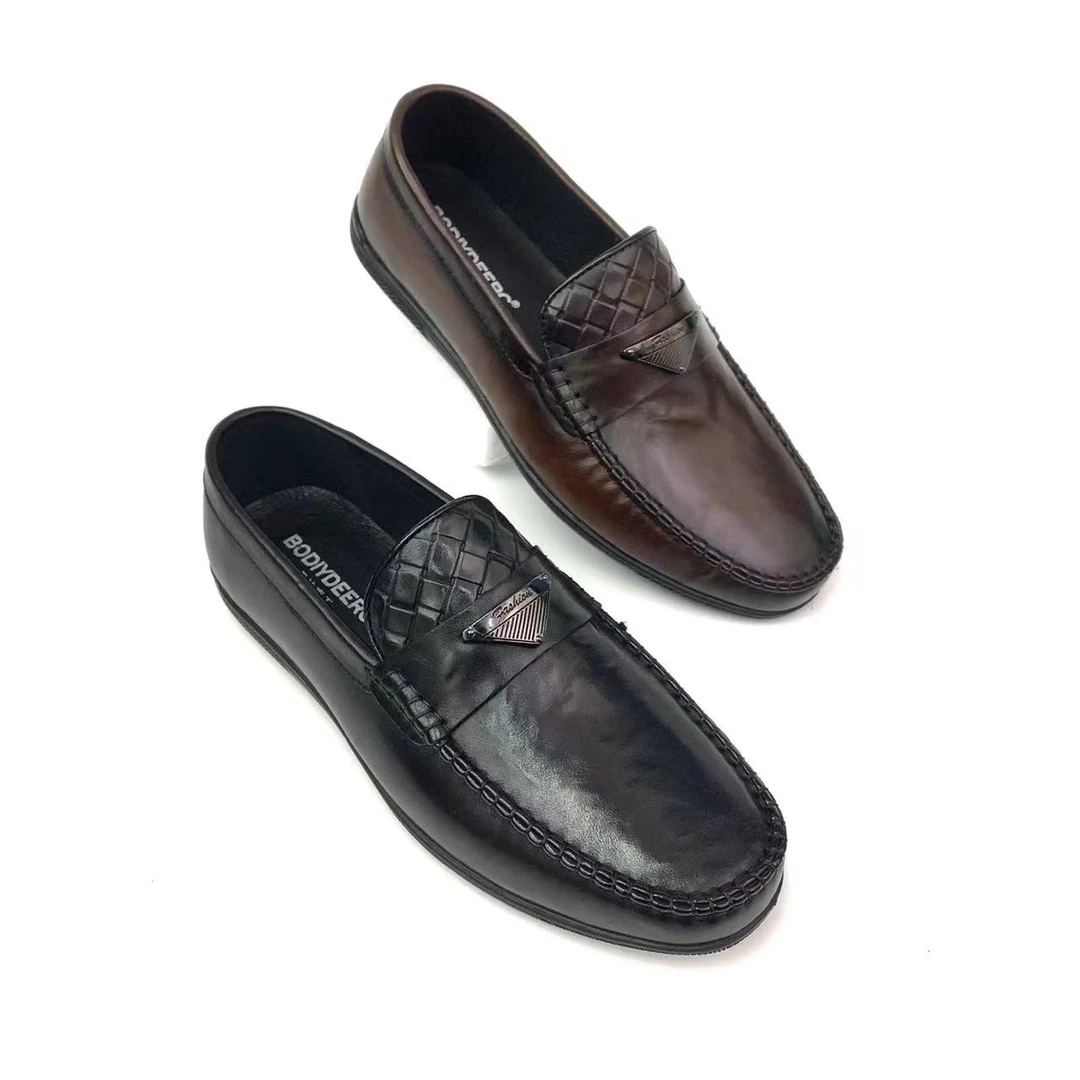 时尚潮流真皮软底男士舒适驾车豆豆鞋牛皮鞋一脚蹬休闲懒人鞋百搭