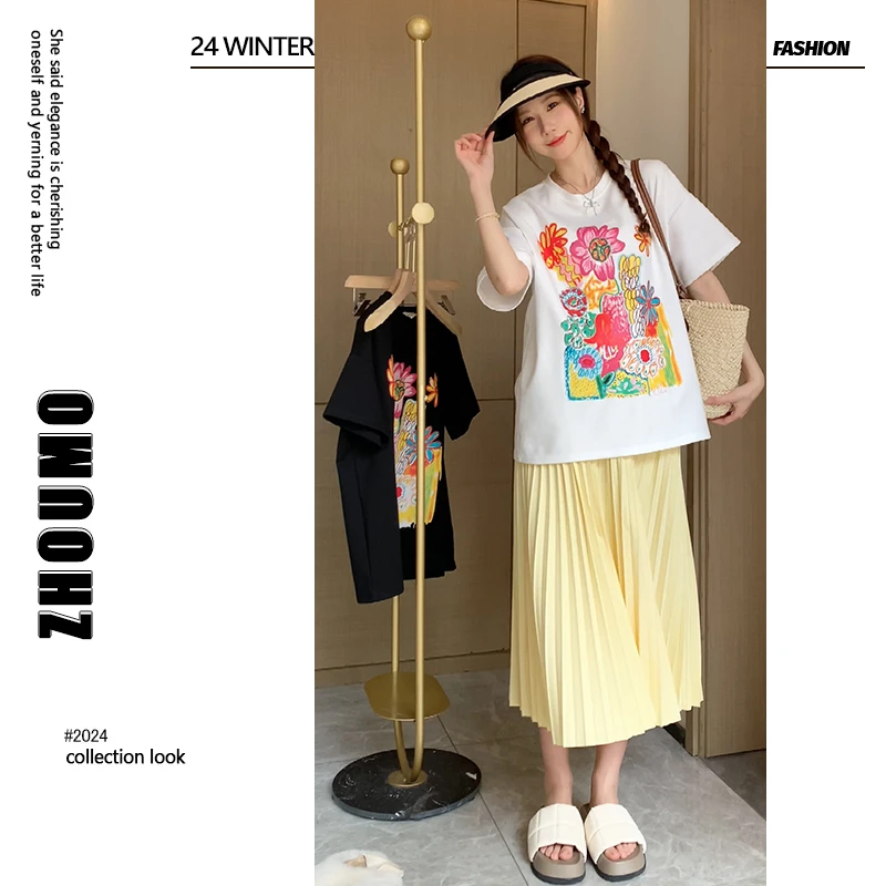 【花与梦境】ZM穿搭&自制孕妇半身裙夏季多巴胺A字伞裙高腰显瘦百搭