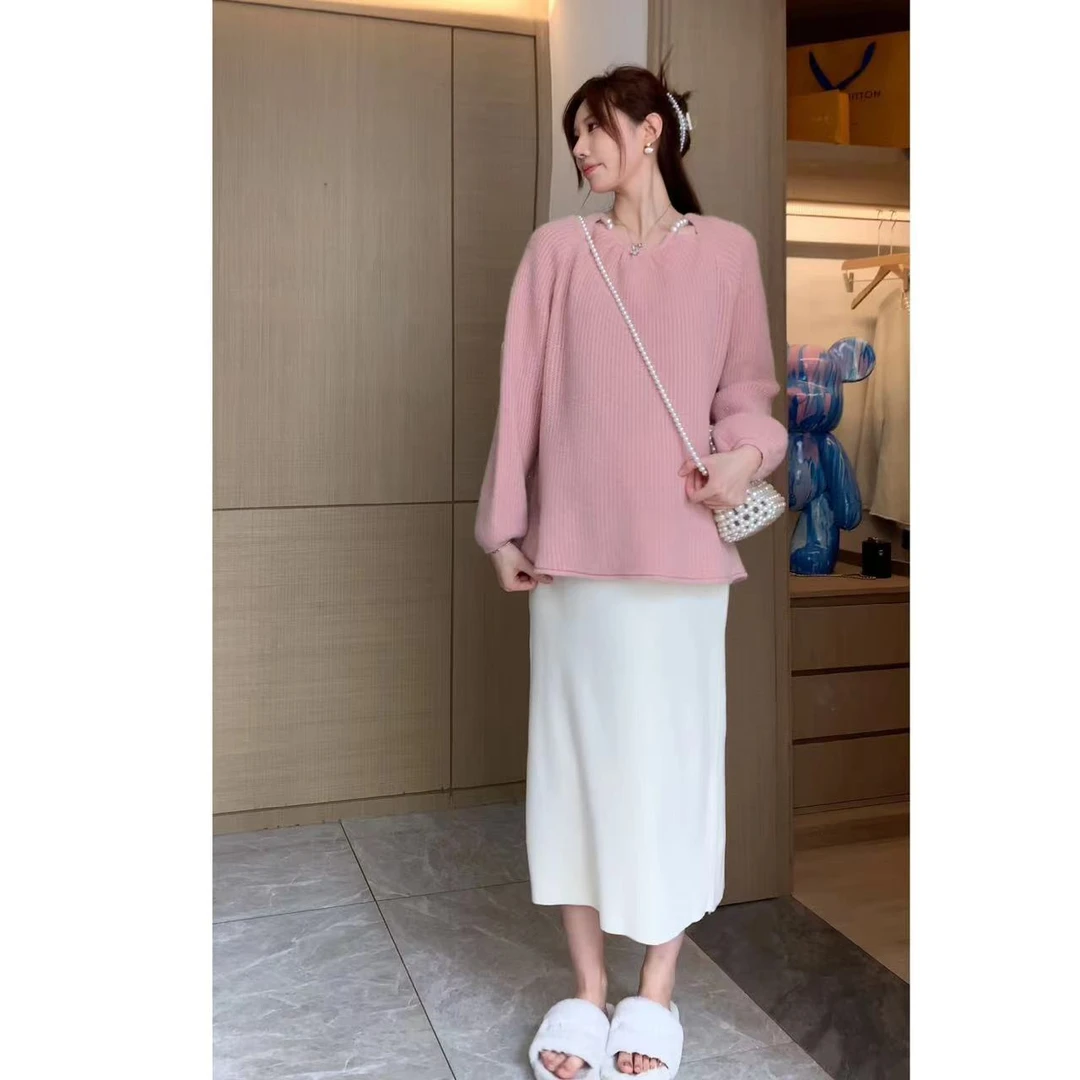 【小香白露】ZM穿搭&自制孕妇新款秋冬慵懒风软糯毛衣搭气质直筒裙