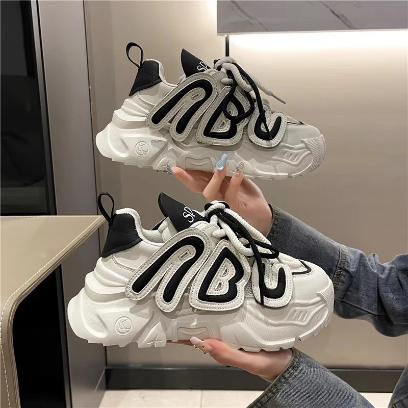 ins老爹鞋女2024夏季新款增高厚底学生网面透气百搭休闲运动鞋