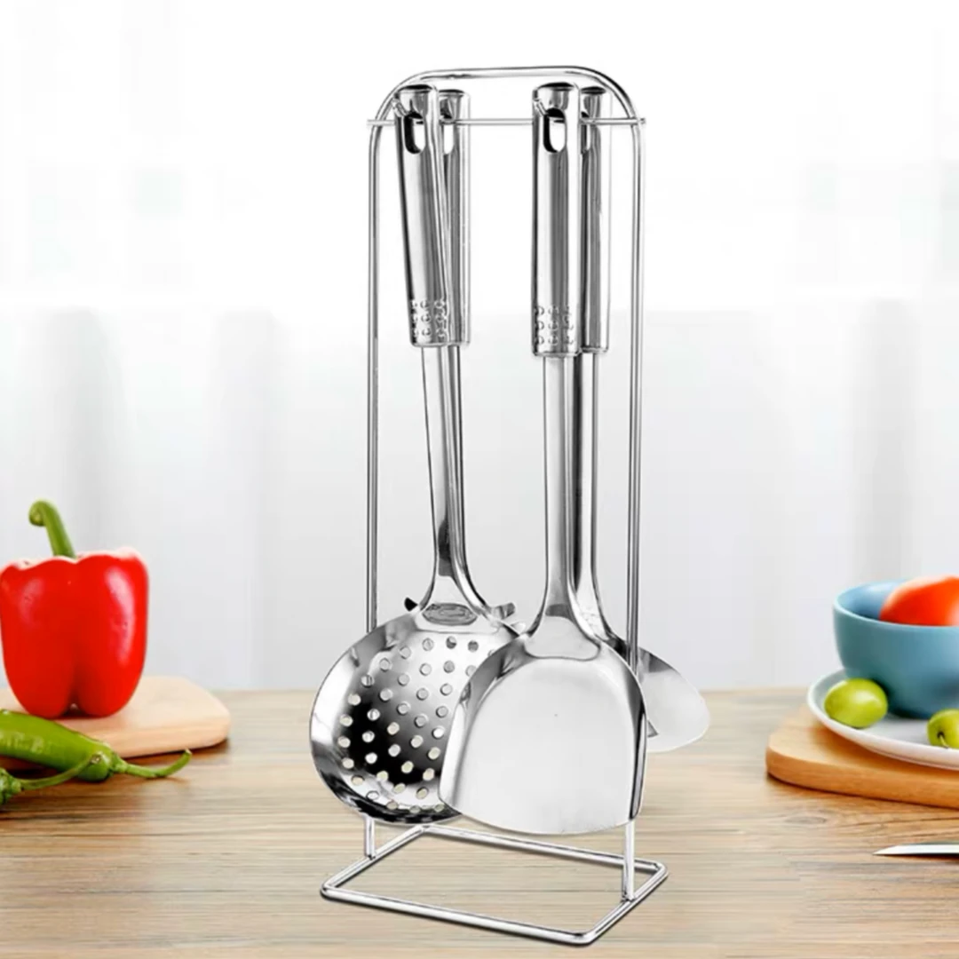 BoBer-不锈钢铲勺五件套+支架