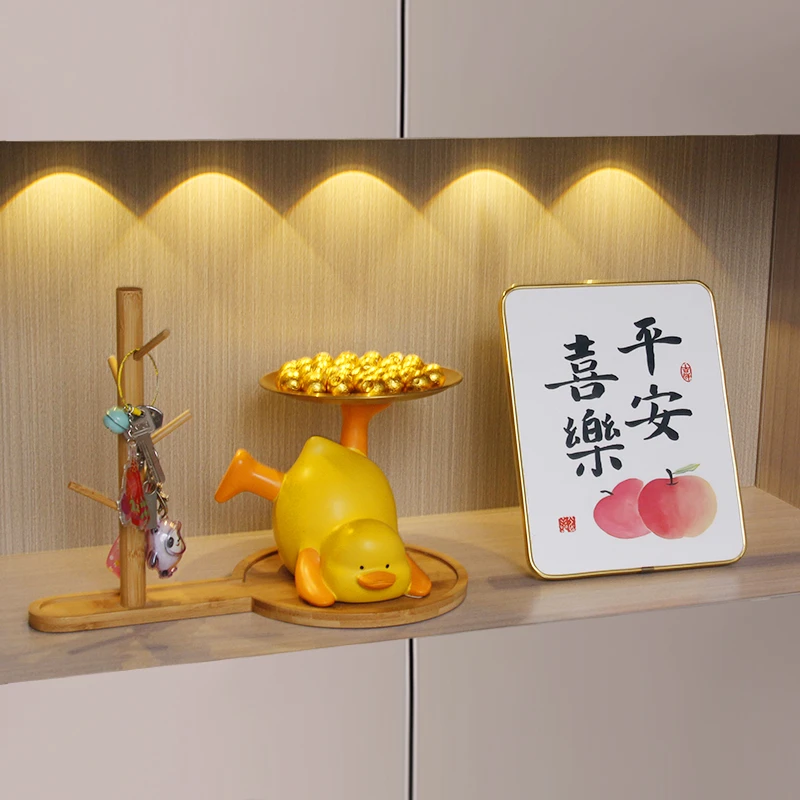 创意小黄鸭钥匙收纳摆件进门入户玄关家居鞋柜装饰品乔迁新居礼物