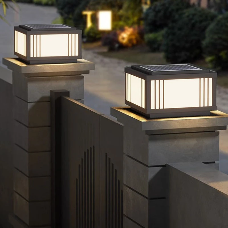 太阳能柱头灯别墅大门柱灯户外庭院灯围墙围栏灯室外防水柱子灯