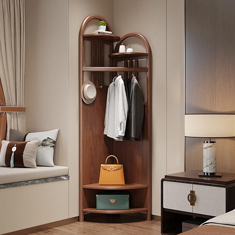 转角柜转角衣帽架落地卧室角落挂衣架收纳新中式简约衣服置物架