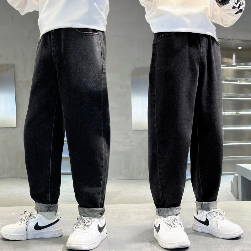 儿童洋气时髦休闲牛仔裤2024新款男童宽松韩版裤子中大童春秋长裤