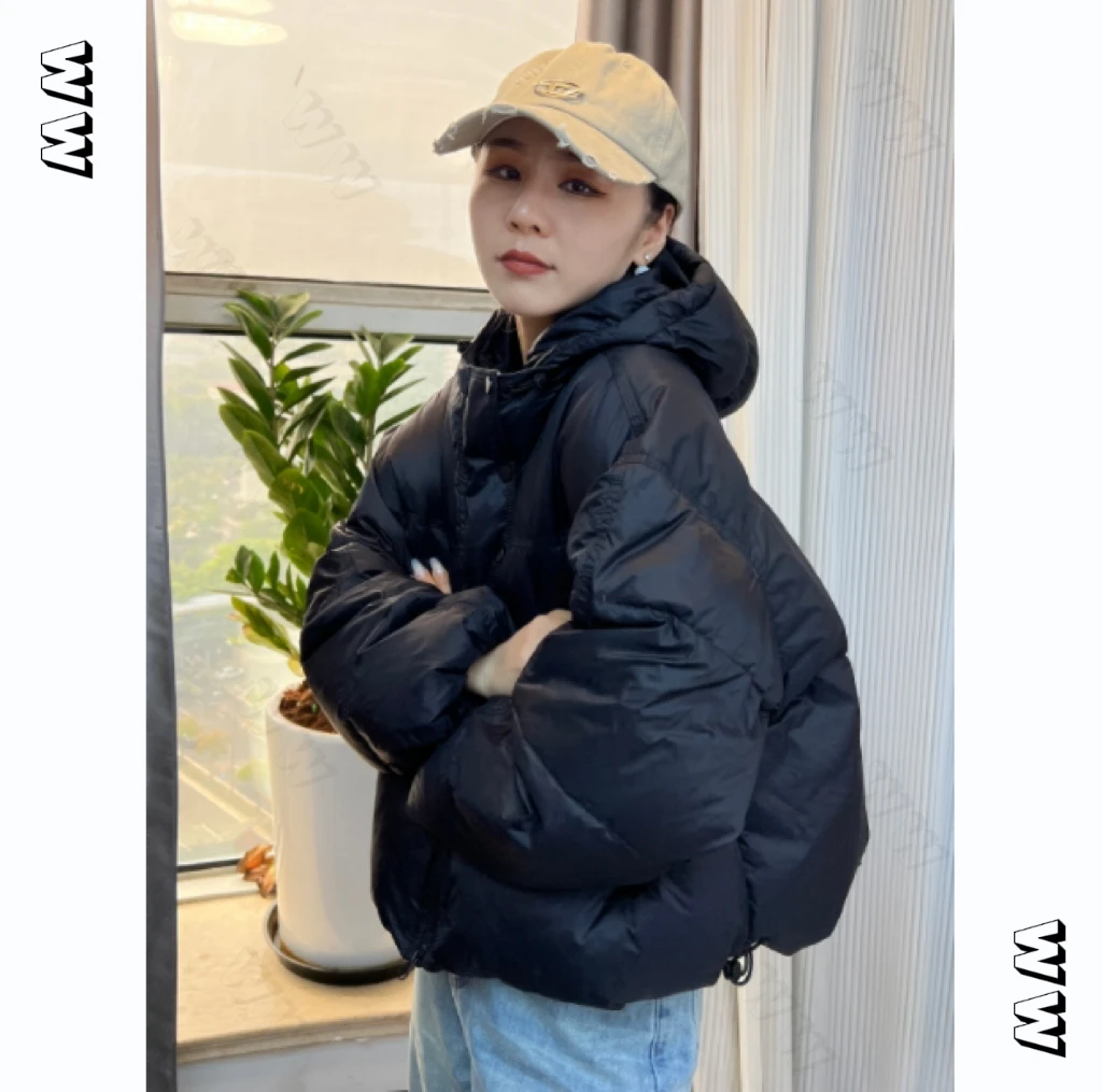 【90鸭绒】半门襟时尚保暖韩版秋冬ins百搭潮流纯色休闲短款羽绒服