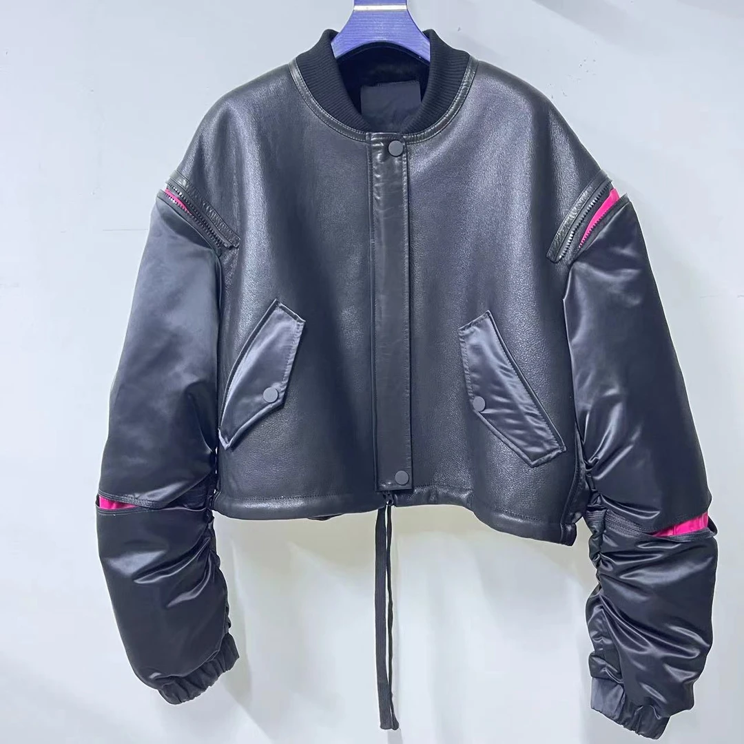 女装皮毛一体时尚休闲短款冬季真皮皮草外套