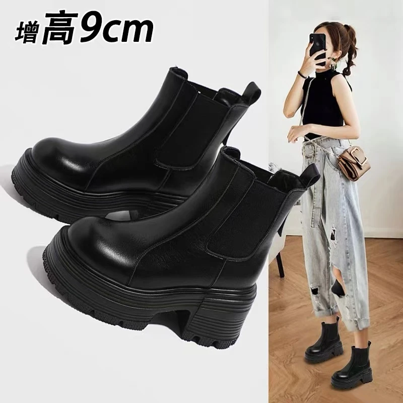 2025超高跟马丁靴粗高跟厚底女短靴百搭爆款时尚潮短靴英伦风女