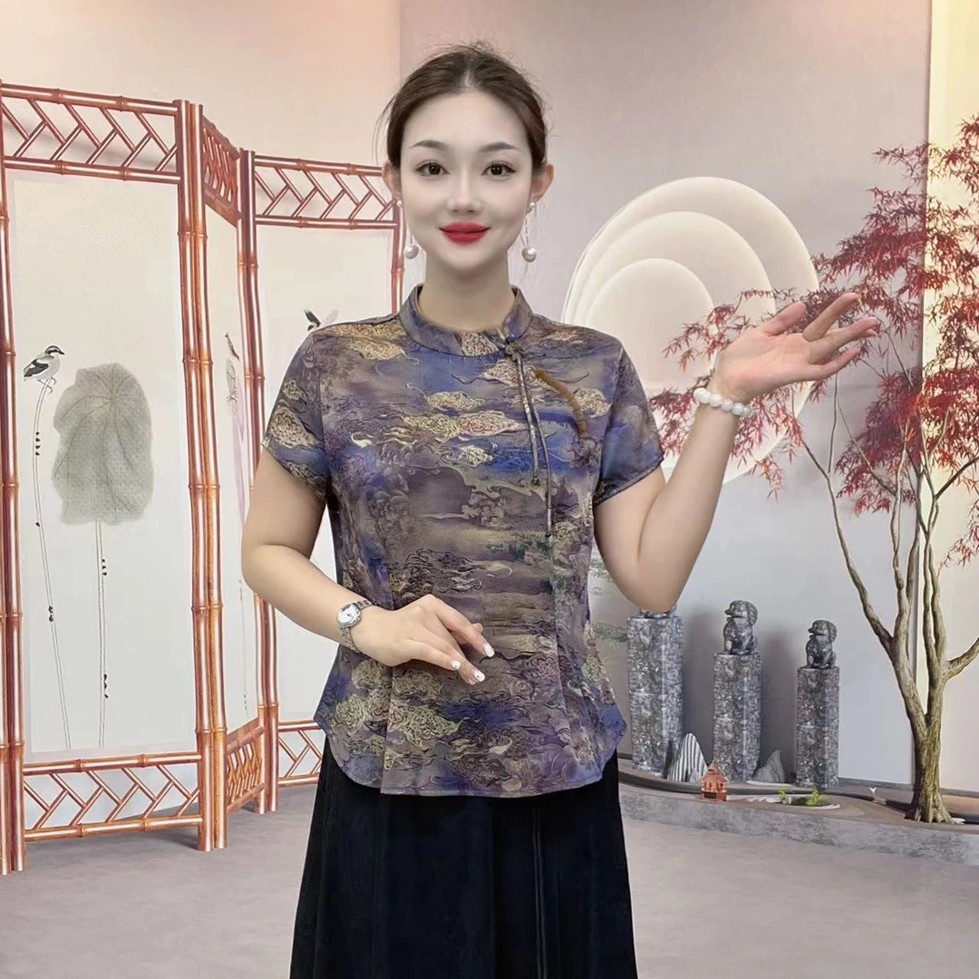 （祥云）气质时尚显瘦减龄妈妈装新中式百搭复古国风民族风小衫