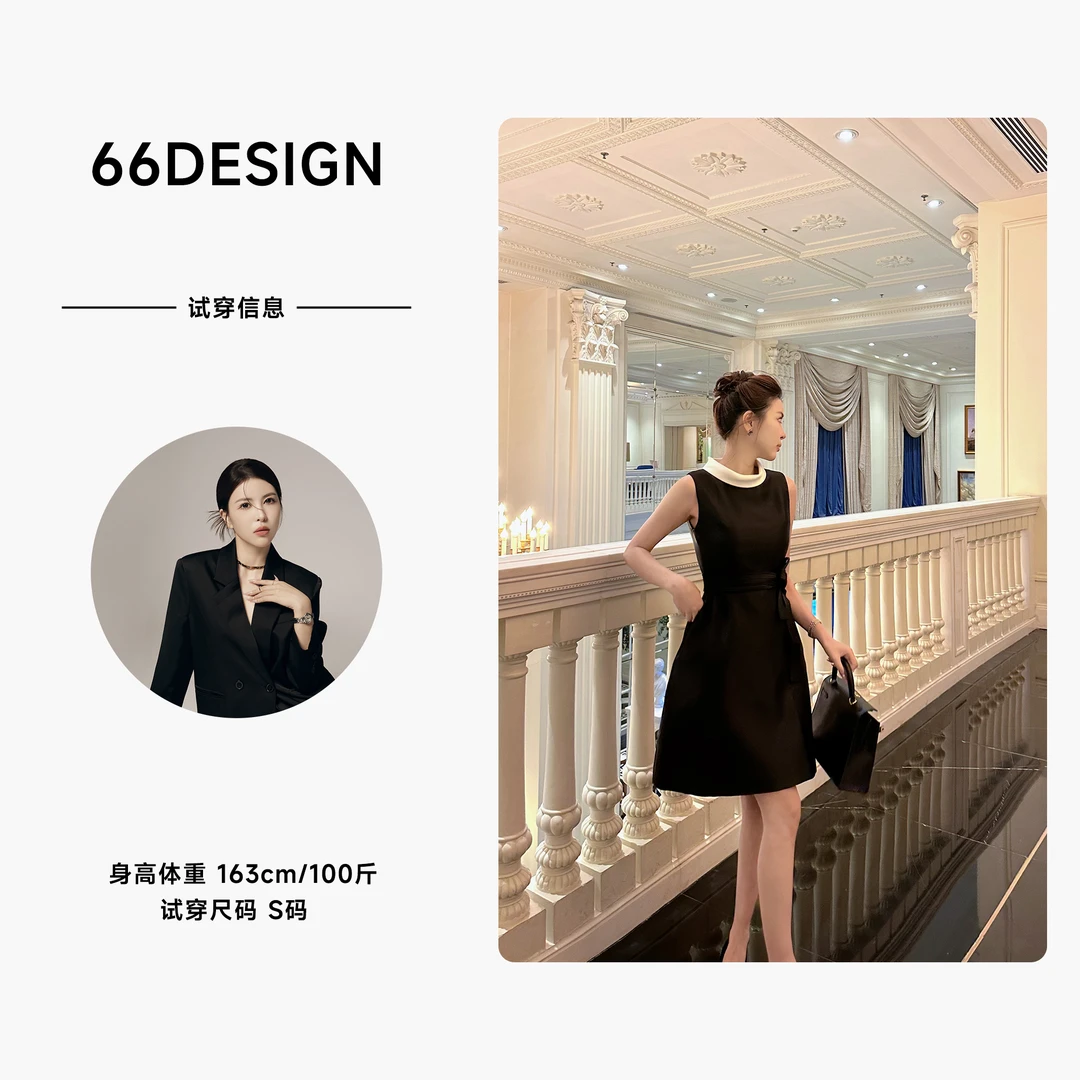 66 design 赫本小黑裙  夏季款法式女装气质连衣裙设计感收腰名媛
