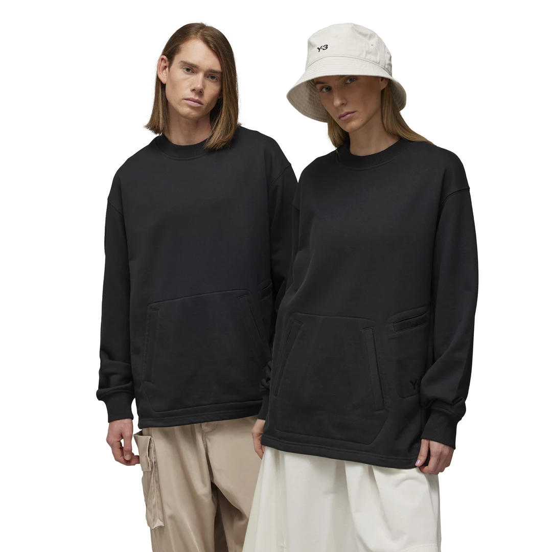 Y-3/Y-3（50-IR7113）黑色宽松版多口袋情侣圆领休闲运动卫衣