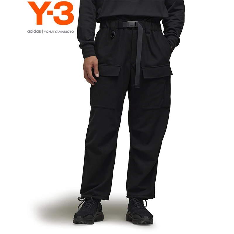 Y-3/Y-3黑色/墨绿色磁吸扣直筒束脚两穿工装休闲裤