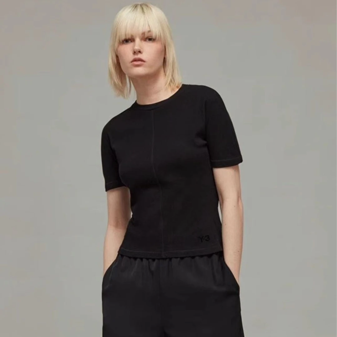 Y-3/Y-3（50-HY1249）黑色女士修身运动休闲T恤百搭潮流时尚T恤显瘦