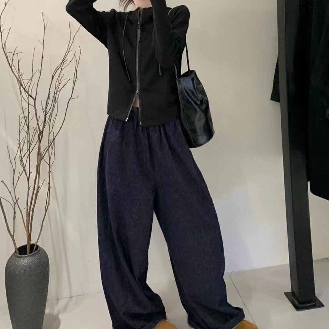812普洗蓝高级阔版牛仔裤