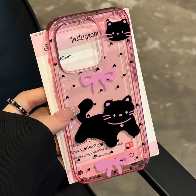 蝴蝶结猫咪ins风适用iphone15/14promax苹果11手机壳13软胶防摔RQ