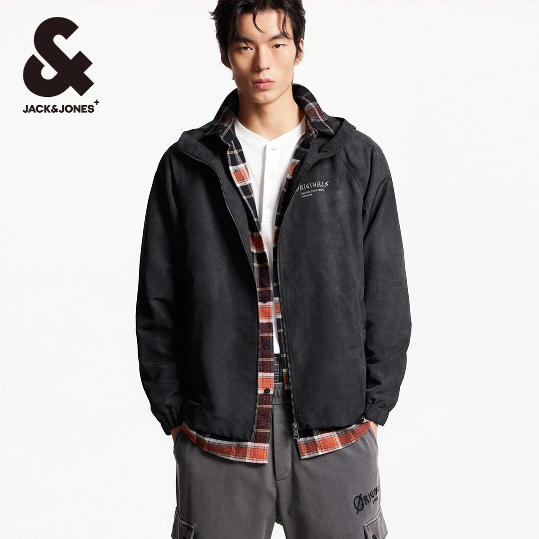 杰克琼斯春季宽松连帽扎染满印拉链襟舒适百搭夹克外套高级感男装