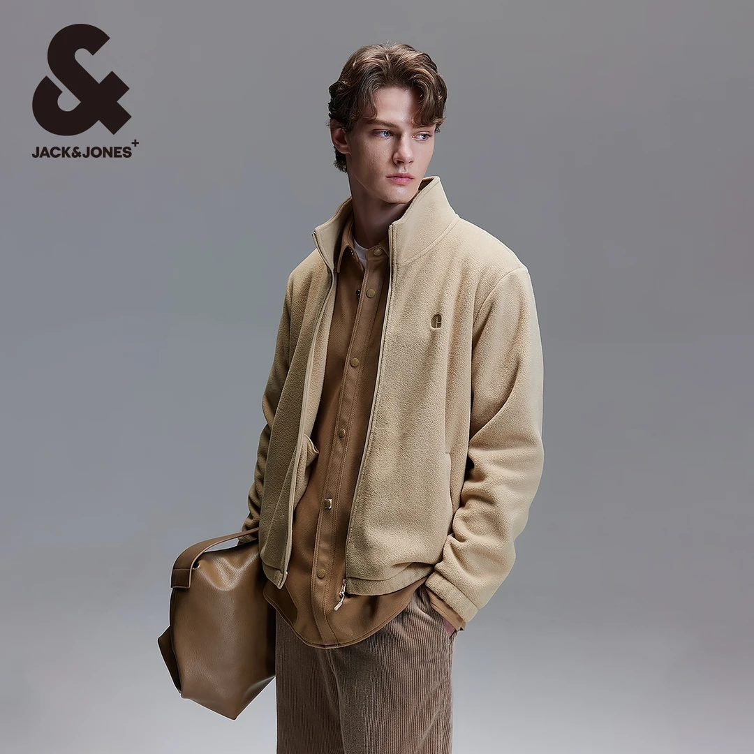 杰克琼斯夏春男士夹克外套宽松立领刺绣潮简约纯色高级感男装雅丹