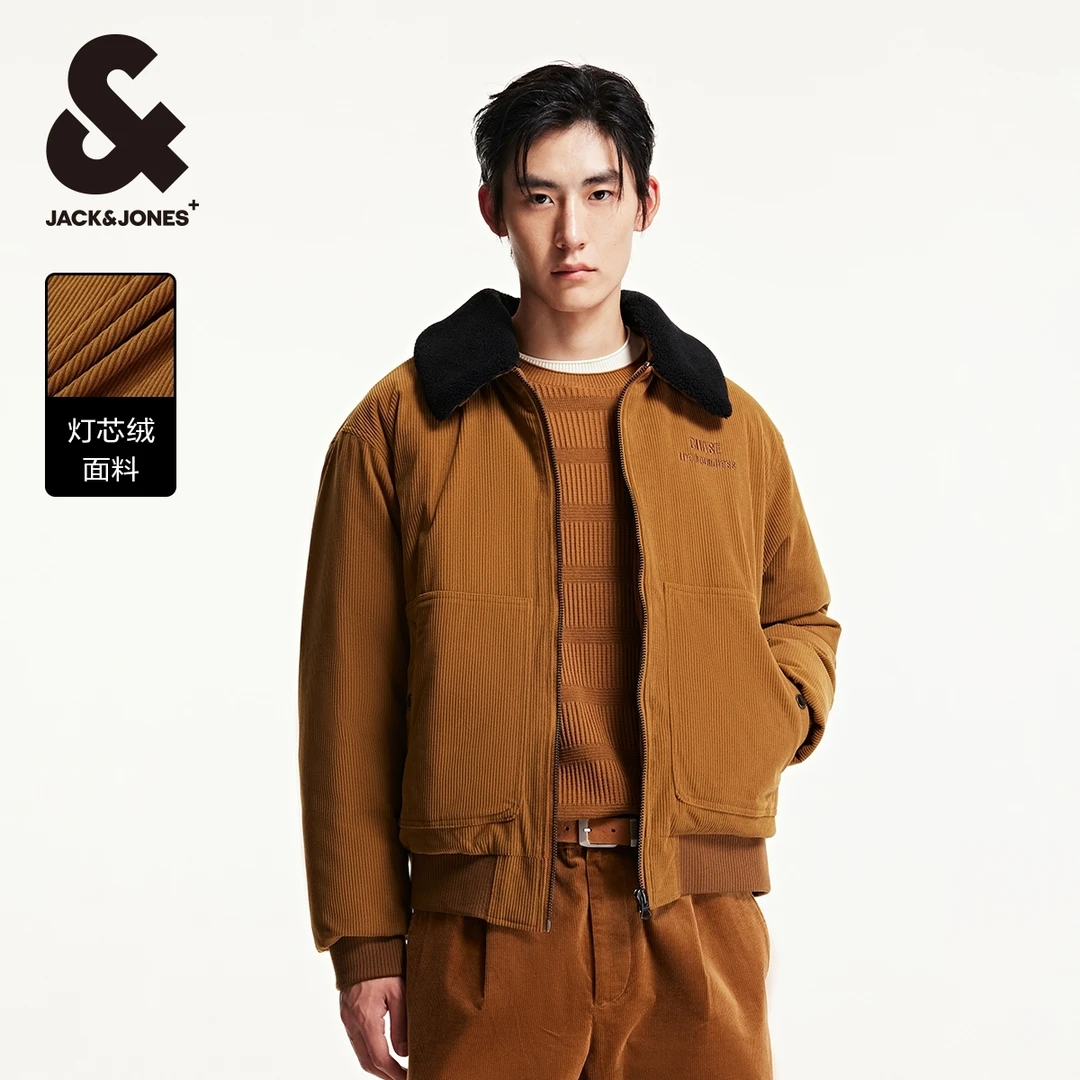 杰克琼斯秋冬款男士灯芯绒夹克好羽绒服休闲宽松舒适字母刺绣男装