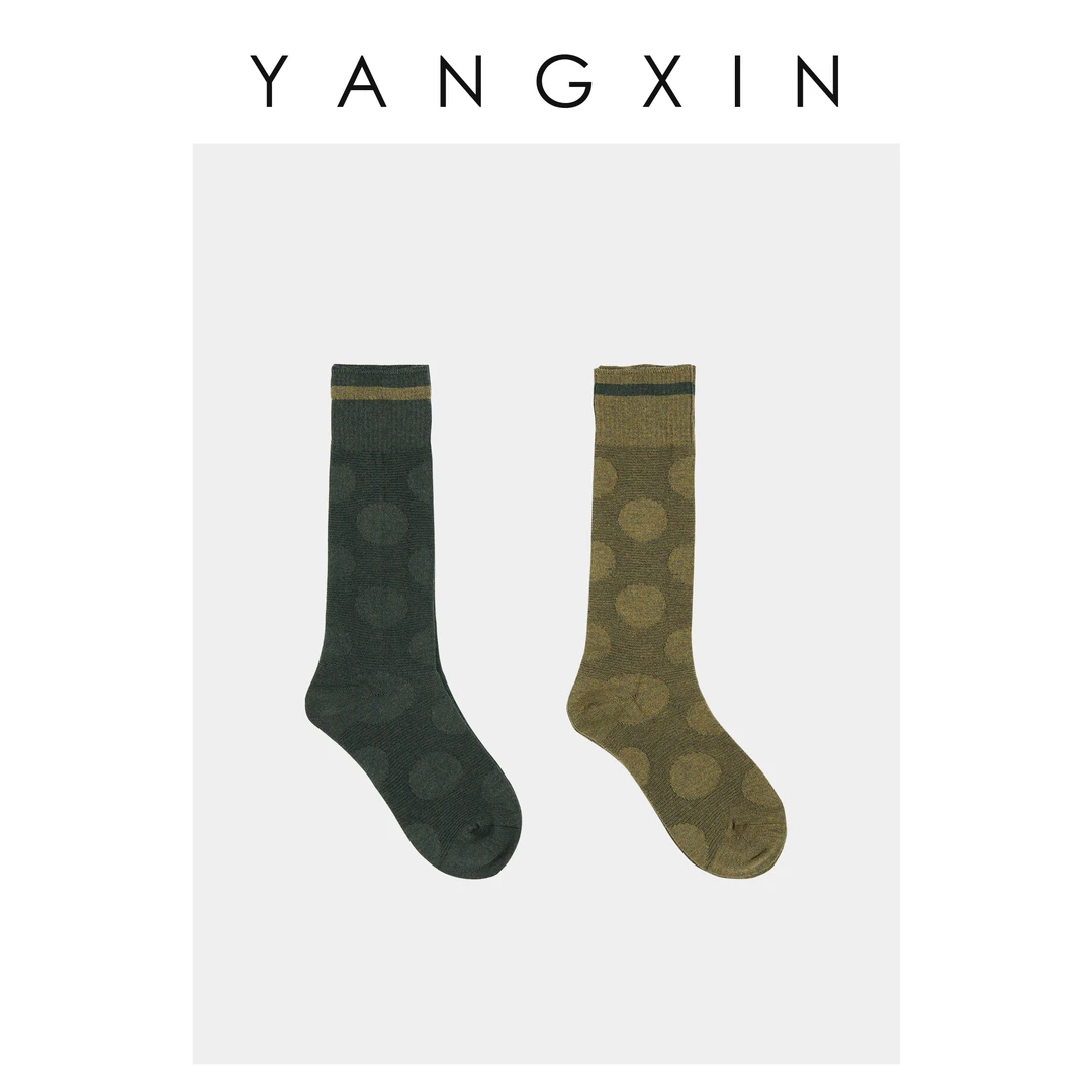 【无龄·杨昕】“色彩斑斓"文艺复兴提花大圆点中筒袜袜子FW11056