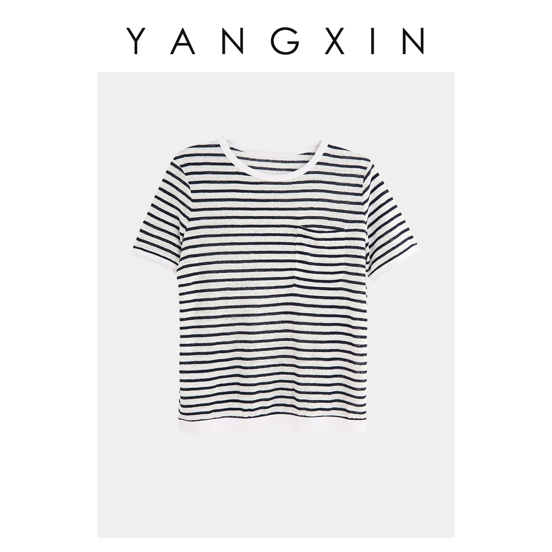 【无龄·杨昕】“清风自来”小众百搭圆领条纹短袖T恤