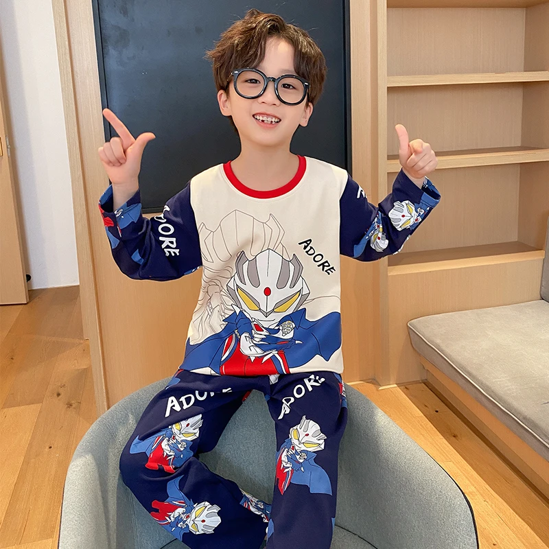 儿童睡衣男孩新款纯棉长袖长裤春秋卡通家居服男童两件套装可外穿