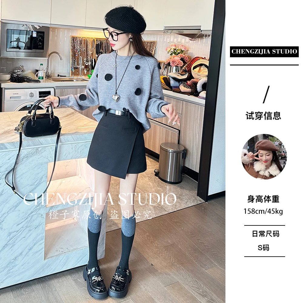 【裴诗婷】MY0589重工立体刺绣圆领毛衣