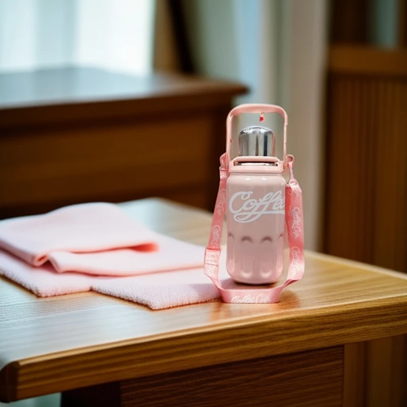 2024保温杯大容量水杯子茶水分离316不锈钢户外高能感斜跨可爱