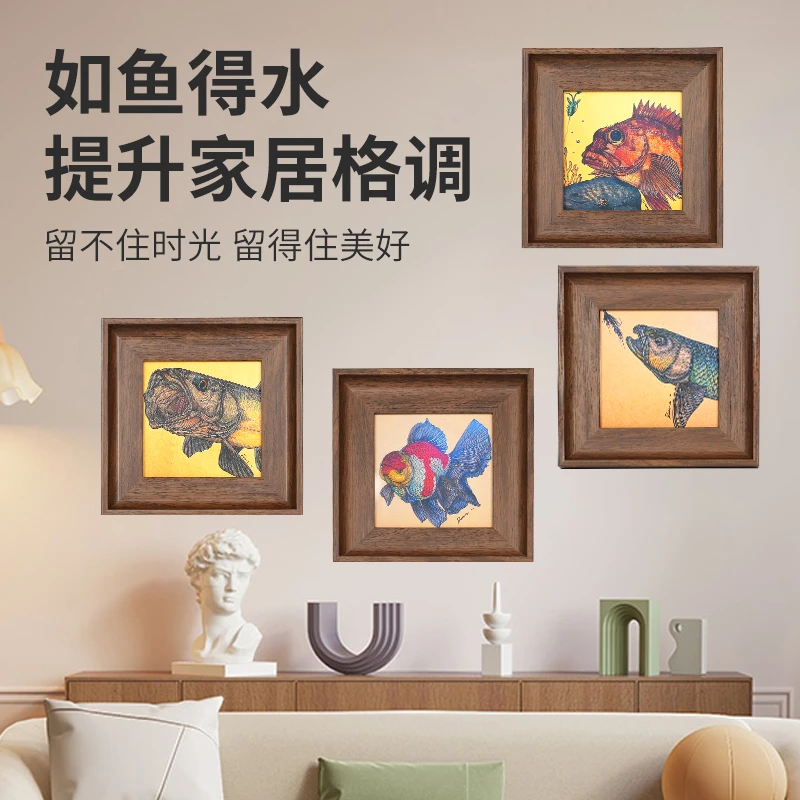 bensu/本塑联名路亚装饰画斑鳜马口艺术画迷你版插画收藏摆件精致