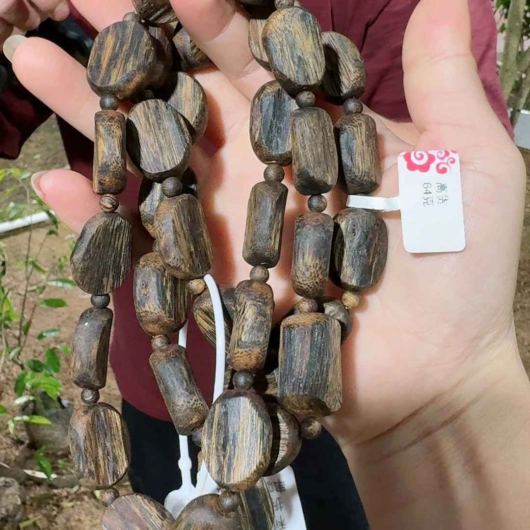 沉香手串阿*1树心油64一串高货