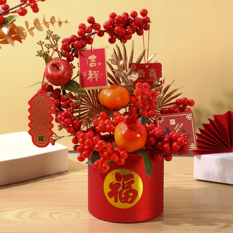 【如意】2024新年福桶年宵花过年抱抱桶仿真大福桶成品新年