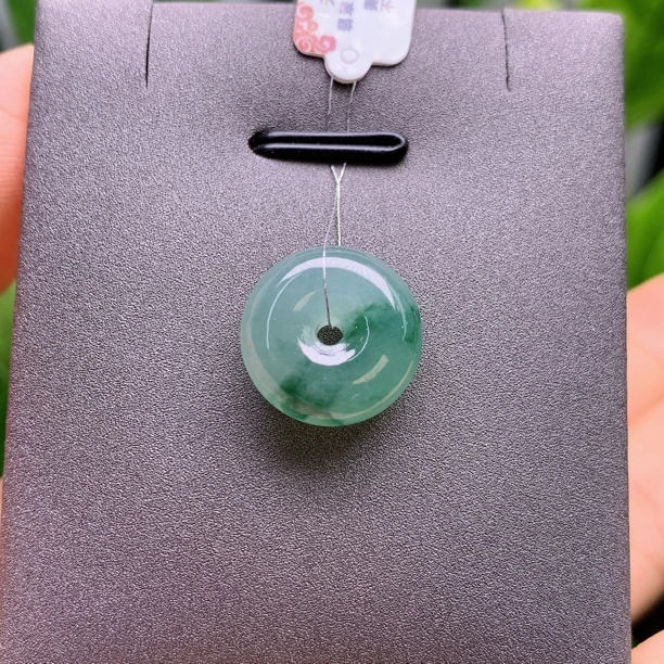 缅甸天然翡翠A货冰飘花平安扣A707#