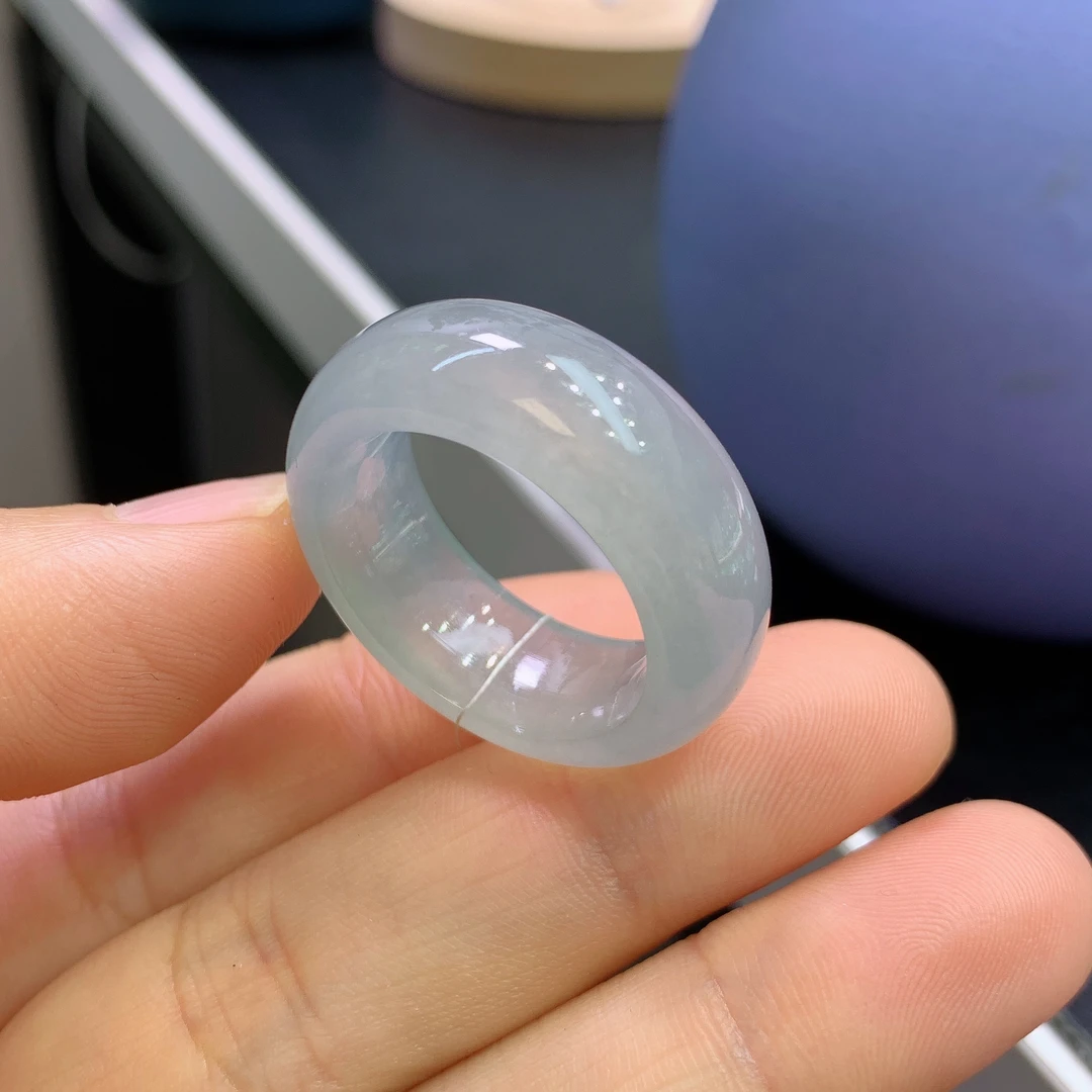 23-25圈口缅甸天然翡翠A货冰宽版轮胎戒指4B1161B