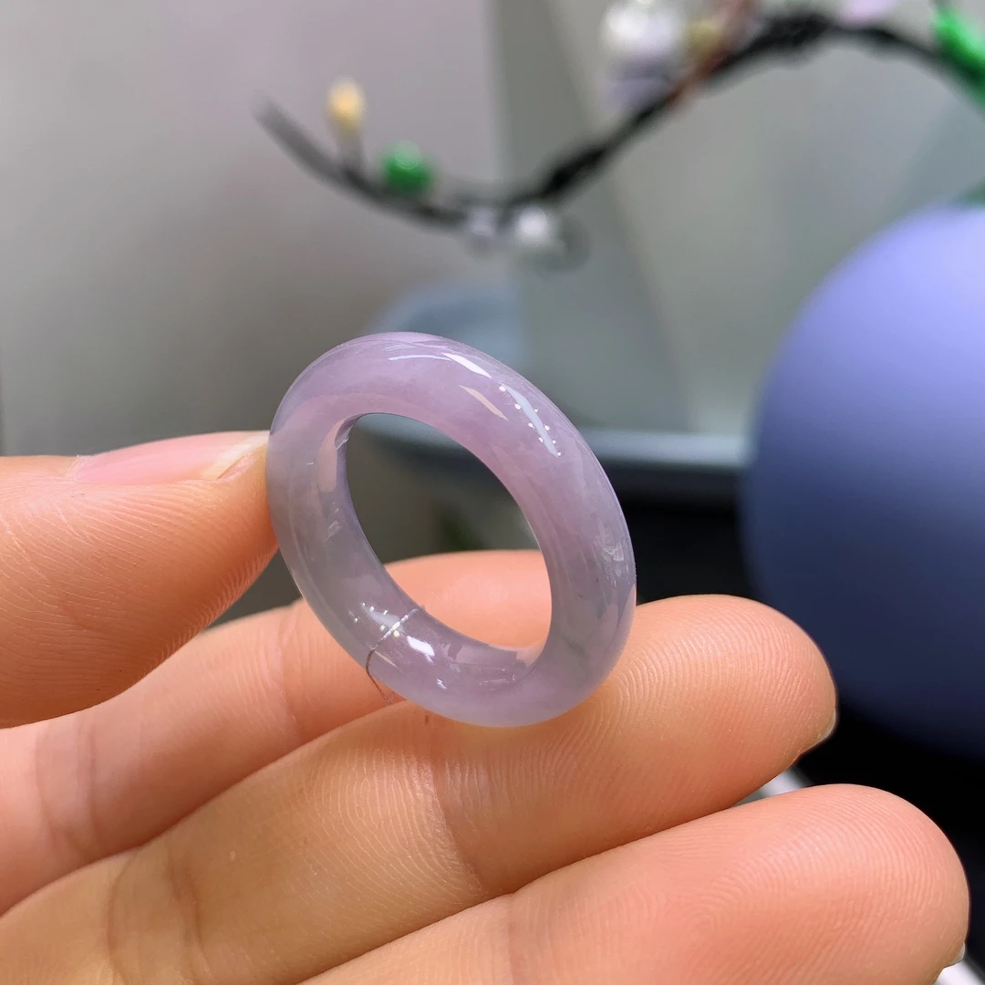 16圈口缅甸天然翡翠A货冰紫罗兰戒指A485#