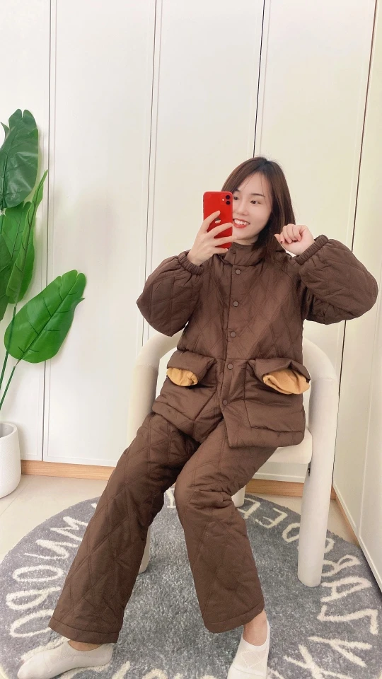 （小曼家）时尚可外穿家居服轻薄不臃肿比羽绒服还好看三层加厚