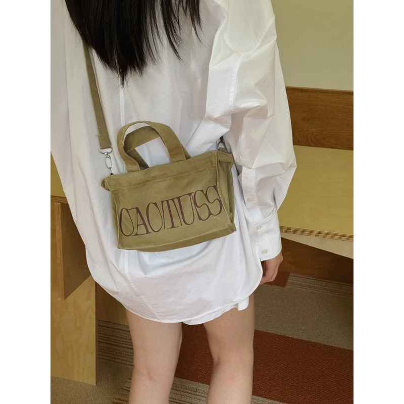CACTUSS 设计师品牌原创彩色水洗牛仔印花迷你多用途帆布袋购物袋