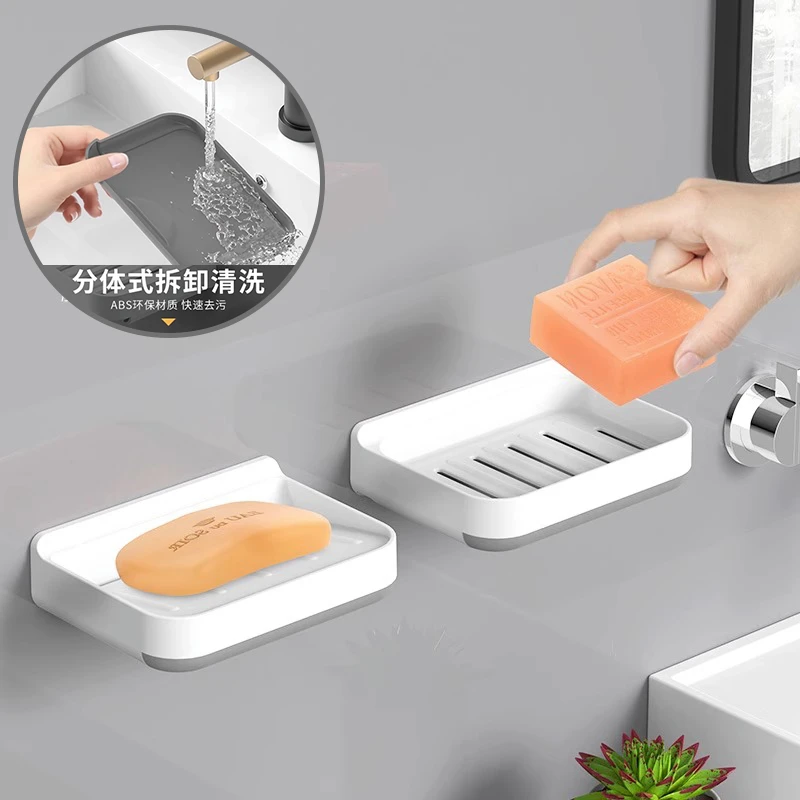 肥皂盒壁挂式沥水置物架家用创意免打孔浴室收纳卫生间吸盘香皂盒