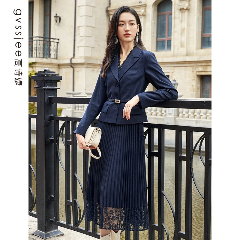 高诗婕冬季新款两件套连衣裙显瘦长裙244261050-45