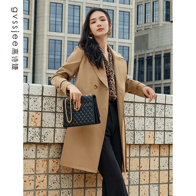 高诗婕秋季新款商场同款英伦风女士风衣百搭外套243432073-85