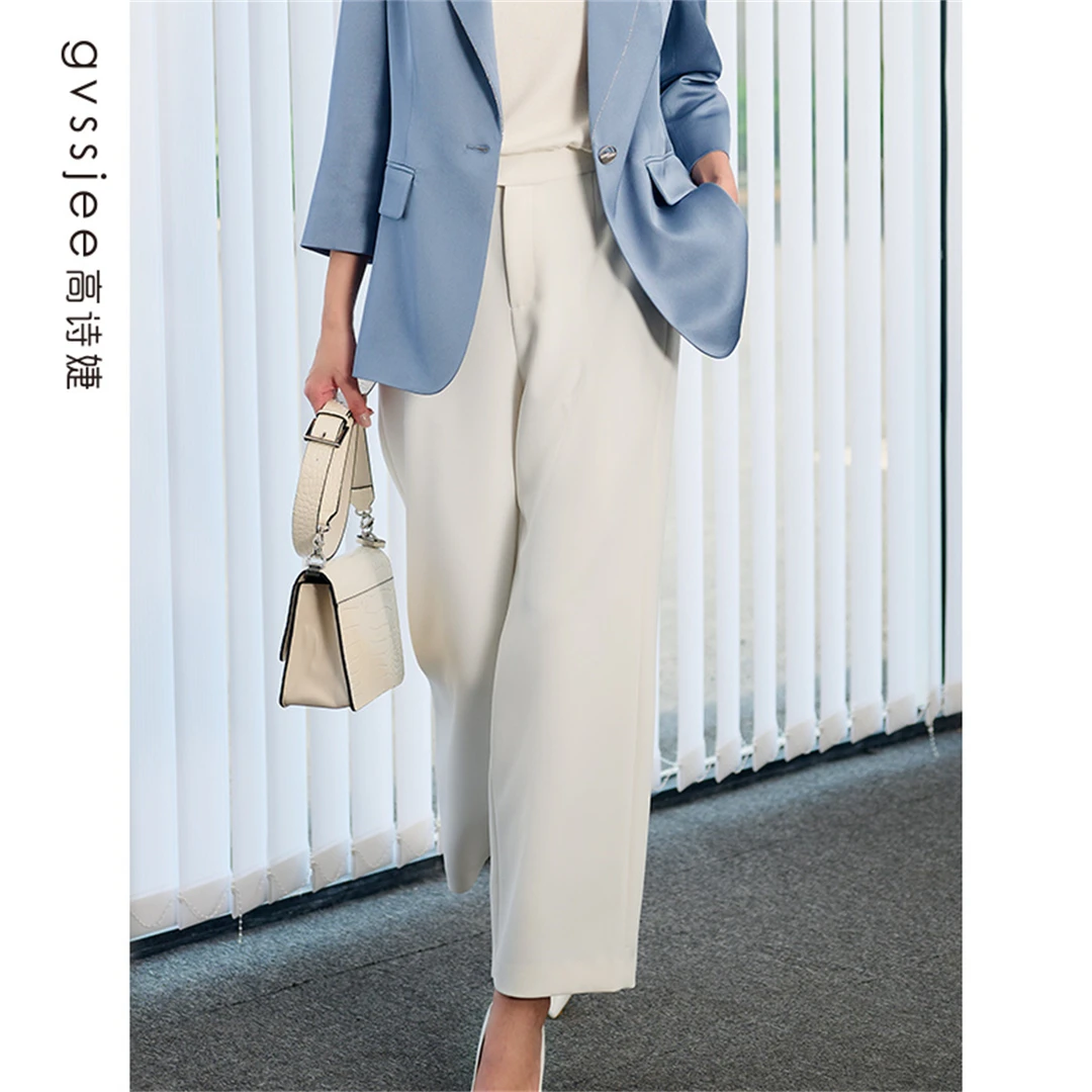 高诗婕新款女九分裤通勤优雅时尚百搭裤子233182009-11