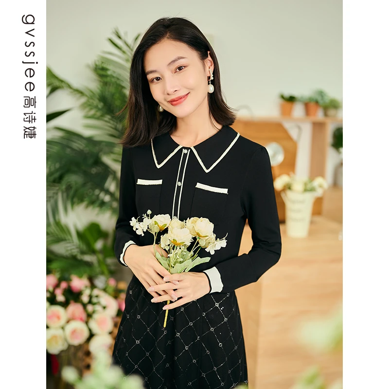 高诗婕新款针织连衣裙甜美减龄茶歇裙长裙子233422311-61