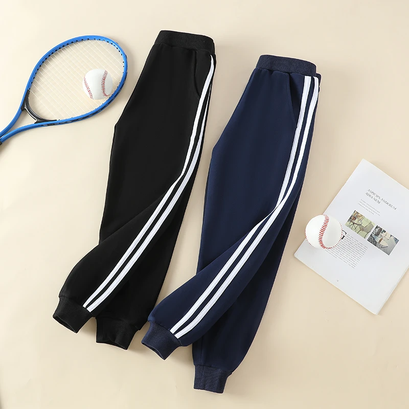 男女童校服裤子小学生秋冬款藏青色保暖一体绒儿童运动休闲卫裤