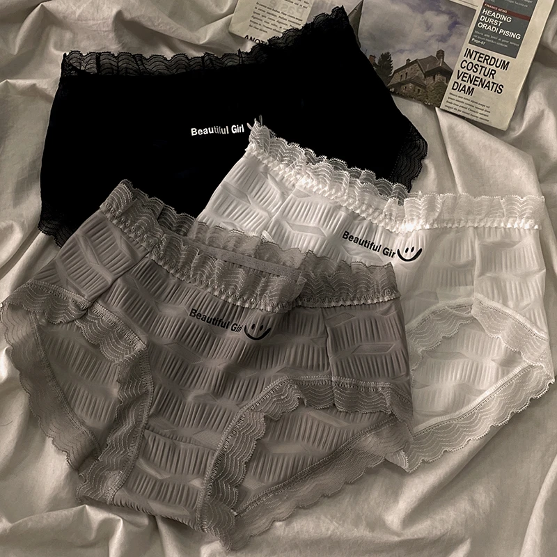 内裤女中腰冰丝无痕抗菌棉裆性感蕾丝边少女士成人学生韩版三角裤