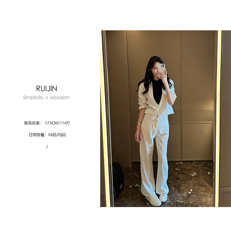 【RUIJIN】麻料衬衫小衫气质假两件质感好搭配质感复古日常休闲上衣